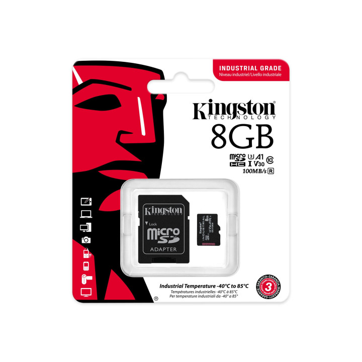 Kingston Technology Industrial 8 Go MicroSDHC UHS-I Classe 10