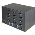 StarTech.com Switch KVM 2 Ports Quadruple Écran DisplayPort - 4K 60Hz UHD HDR - Concentrateur KVM 4K DP 1.2 avec 2 Ports USB 3