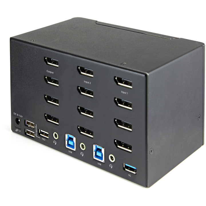 StarTech.com Switch KVM 2 Ports Quadruple Écran DisplayPort - 4K 60Hz UHD HDR - Concentrateur KVM 4K DP 1.2 avec 2 Ports USB 3