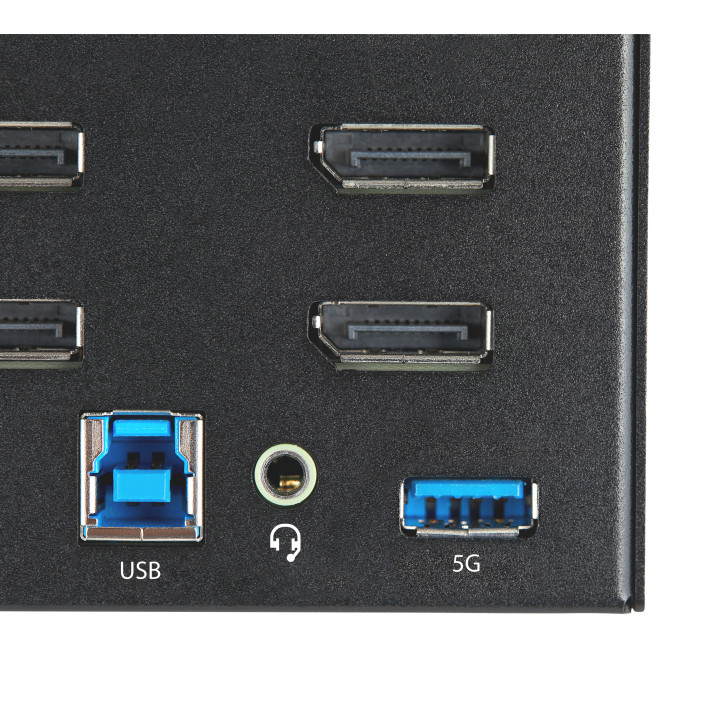 StarTech.com Switch KVM 2 Ports Quadruple Écran DisplayPort - 4K 60Hz UHD HDR - Concentrateur KVM 4K DP 1.2 avec 2 Ports USB 3