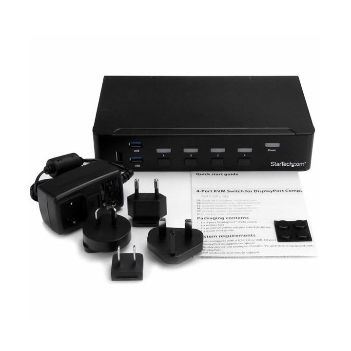 StarTech.com Switch KVM USB DisplayPort à 4 ports avec hub USB 3.0 intégré - 4K 30 Hz