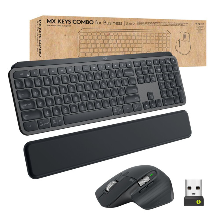 Logitech Master MX Keys Combo for Bussiness clavier Souris incluse Bureau RF sans fil + Bluetooth AZERTY Français Graphite