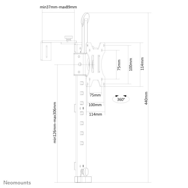 Neomounts FPMA-CH100BLACK Support d'écran à fixer 10-30" - pour le mur de séparation - rotatif