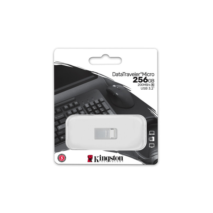 Kingston Technology DataTraveler 256 Go Micro 200 Mo/s Metal USB 3.2 Gen 1
