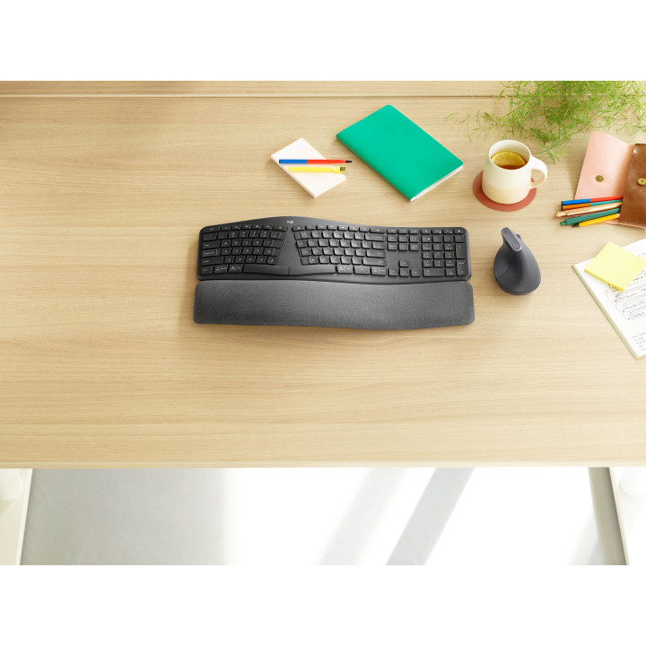 Logitech ERGO K860 clavier Bureau Bluetooth AZERTY Français Graphite