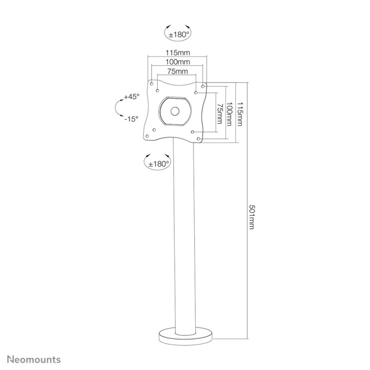 Neomounts NS-DPOS100BLACK Support de bureau pour écran à poser 10-32" - à visser