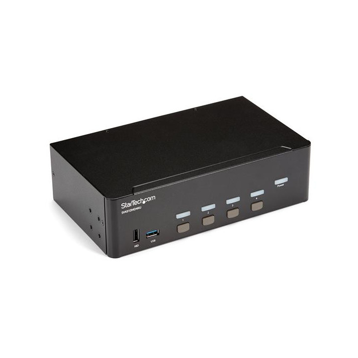 StarTech.com Switch KVM double affichage HDMI 4K 30 Hz à 4 ports avec hub USB intégré