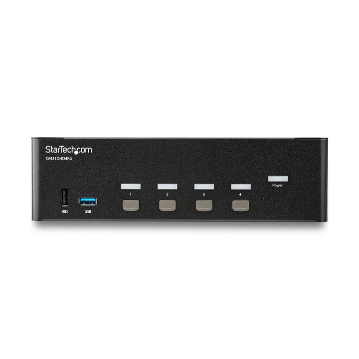 StarTech.com Switch KVM double affichage HDMI 4K 30 Hz à 4 ports avec hub USB intégré