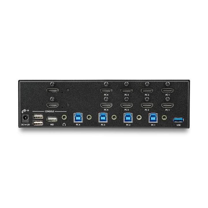 StarTech.com Switch KVM double affichage HDMI 4K 30 Hz à 4 ports avec hub USB intégré