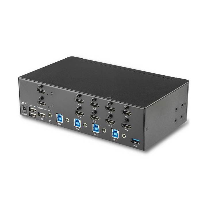 StarTech.com Switch KVM double affichage HDMI 4K 30 Hz à 4 ports avec hub USB intégré