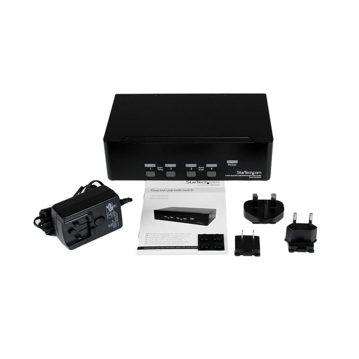 StarTech.com Switch KVM USB 2 Ecrans DVI pour 4 Ordinateurs avec Audio - Commutateur KVM
