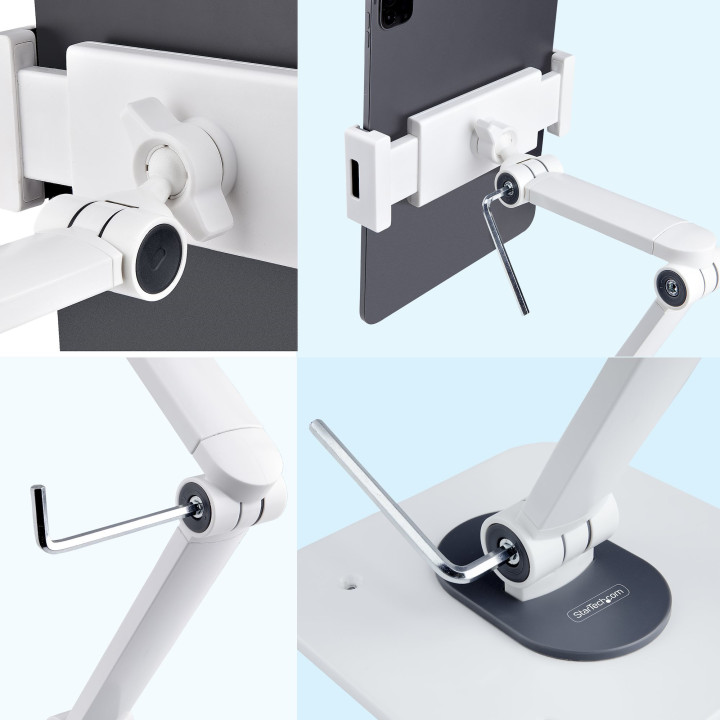 StarTech.com Support de Tablettes Réglable pour Bureau - Support Mural - Capacité 1kg - Support Universel Ergonomique et Arti