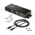 StarTech.com Hub USB 3.0 7 Ports avec 7x USB-A, Boîtier Industriel en Métal, Hub USB 7 ports avec Protection ESD, Montage Mur
