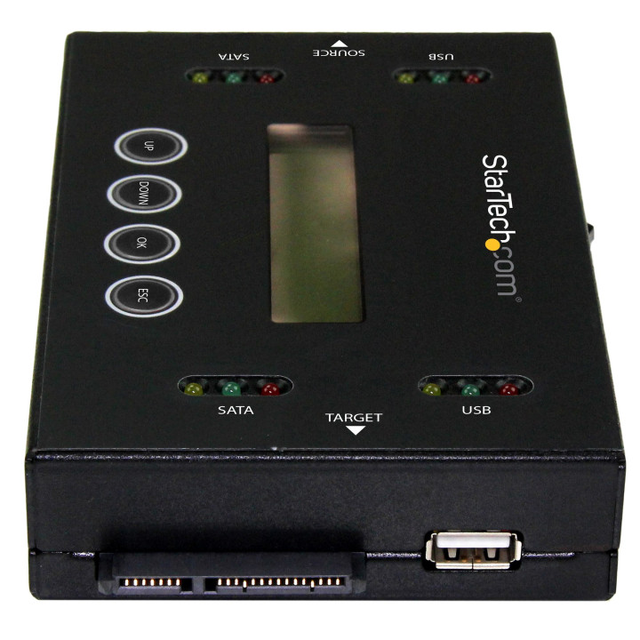 StarTech.com Duplicateur et Effaceur de Disque Dur Autonome 1:1, Cloneur et Effaceur de HDD/SSD SATA et de Clé USB, Écran LCD