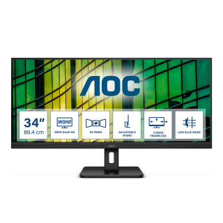 AOC E2 U34E2M/BK écran plat de PC 86,4 cm (34") 3440 x 1440 pixels UltraWide Quad HD LED Noir
