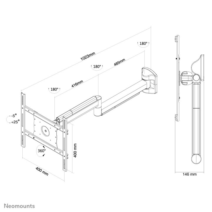 Neomounts FPMA-HAW050 Support mural pour écran médical 10-40" - orientable