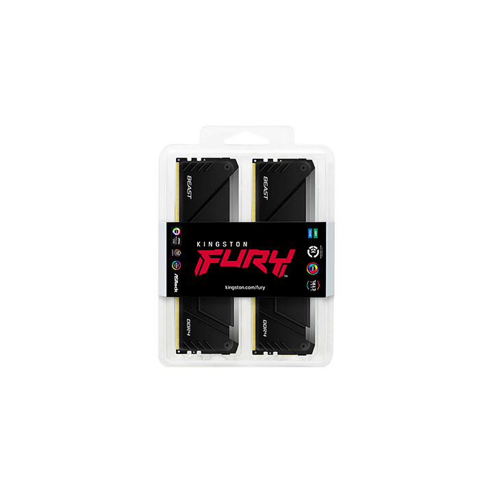 Kingston Technology FURY Beast 64GB 3200MT/s DDR4 CL16 DIMM (Kits de 4) 1Gx8 RGB