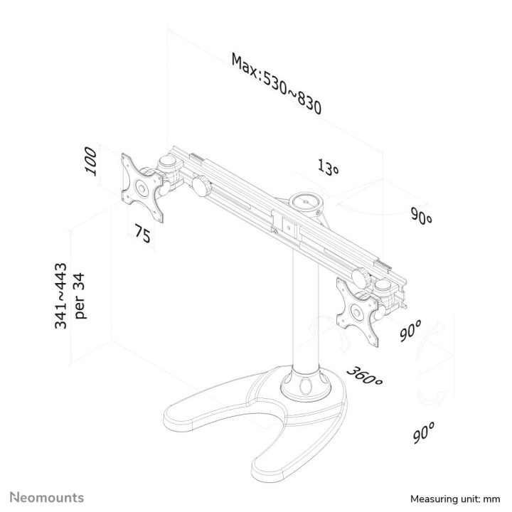 Neomounts FPMA-D700DD Support d'écran à poser 19-30"