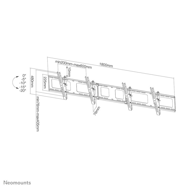 Neomounts NS-WMB200BLACK Support mural pour Menu board 40-52" - inclinable