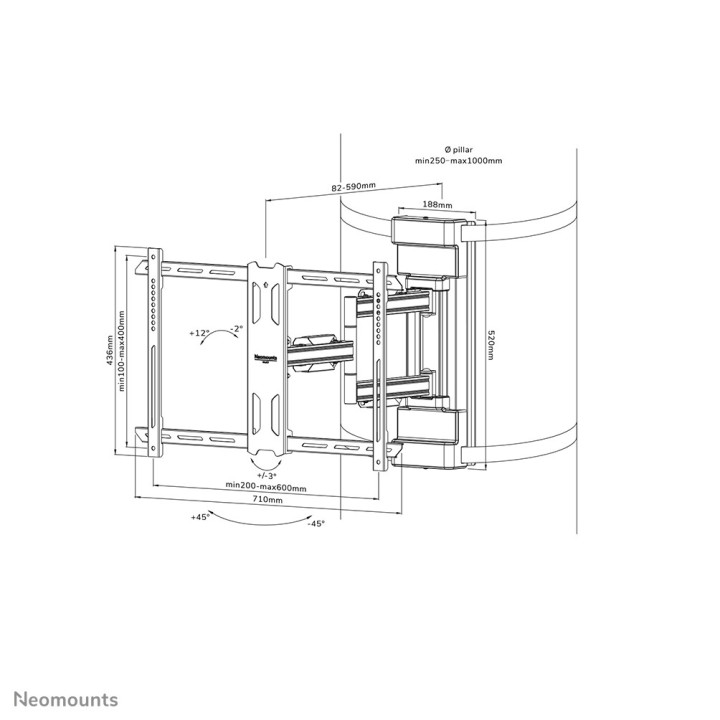 Neomounts WL40S-910BL16 Support de pilier pour écran 40-70" - orientable - diam. 25-100 cm