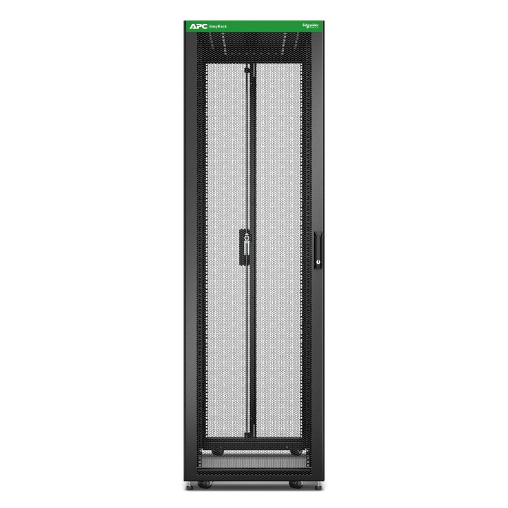 APC FlatPack EasyRack 600mm/42U/1000mm avec toit, panneau latéral, roulettes, noir