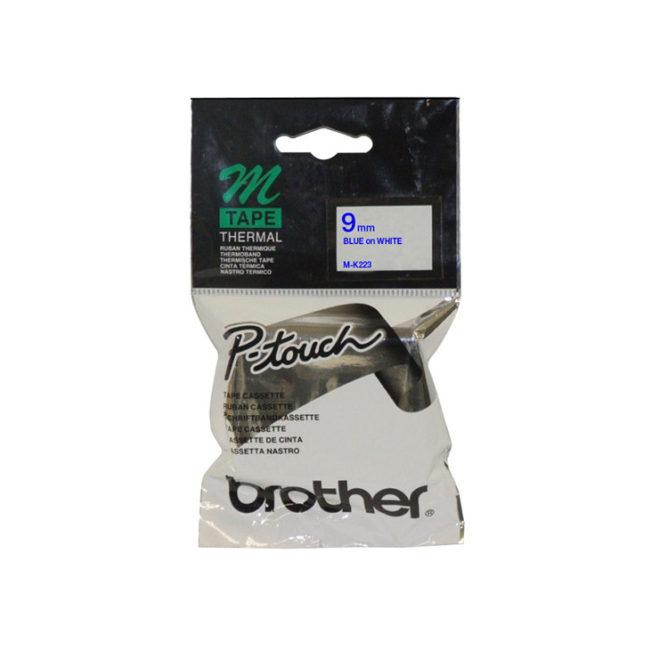 Brother M-K223B ruban d'étiquette Bleu sur blanc
