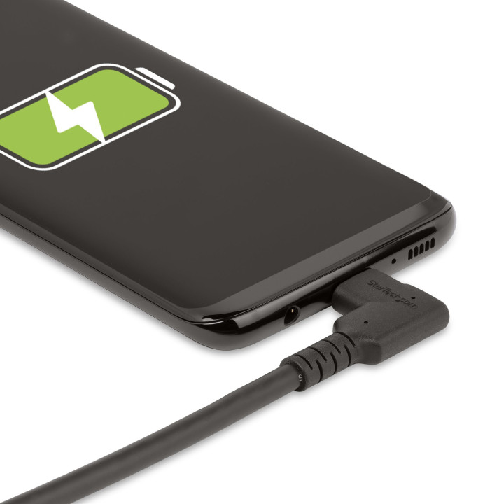 StarTech.com Câble USB-C de 50cm, Coudé à Droite, USB 10Gbps, 100W (5A) Power Delivery, 8K 60Hz/4K 144Hz DP Alt Mode, Cordon
