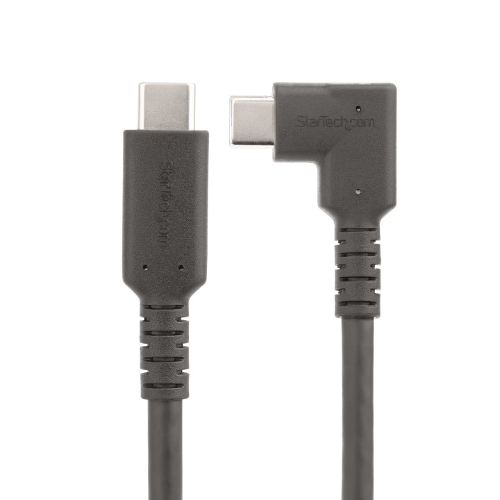StarTech.com Câble USB-C de 50cm, Coudé à Droite, USB 10Gbps, 100W (5A) Power Delivery, 8K 60Hz/4K 144Hz DP Alt Mode, Cordon
