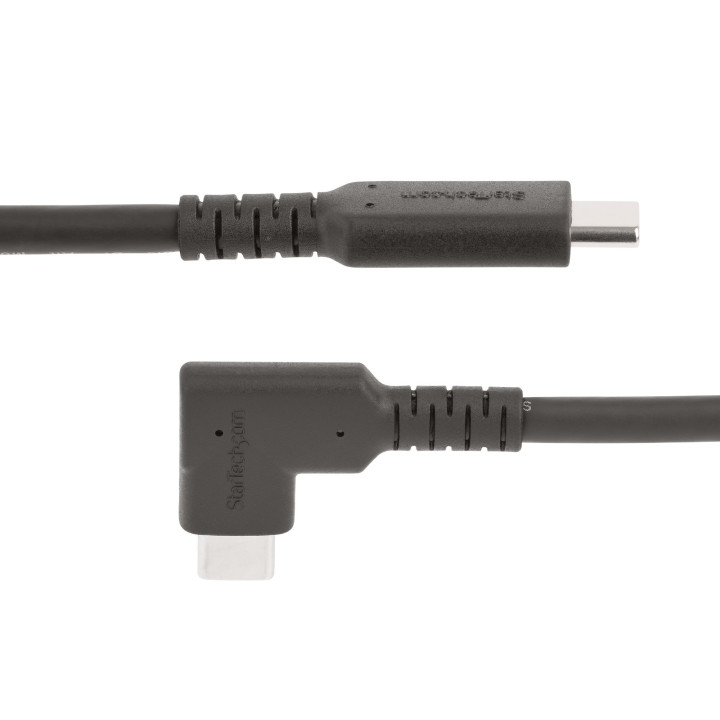 StarTech.com Câble USB-C de 50cm, Coudé à Droite, USB 10Gbps, 100W (5A) Power Delivery, 8K 60Hz/4K 144Hz DP Alt Mode, Cordon