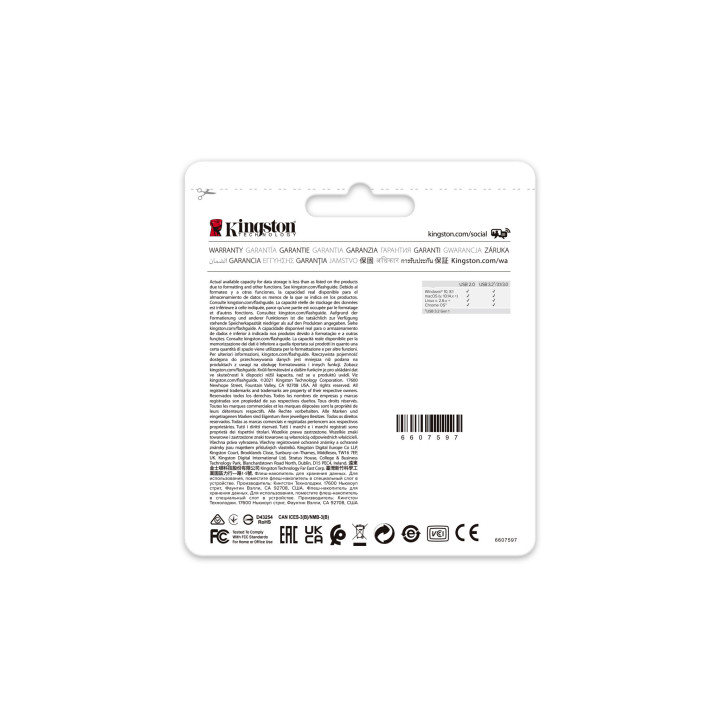 Kingston Technology DataTraveler 64GB USB3.2 Gen 1 Exodia M (Noir + Bleu) - 2 Pieces