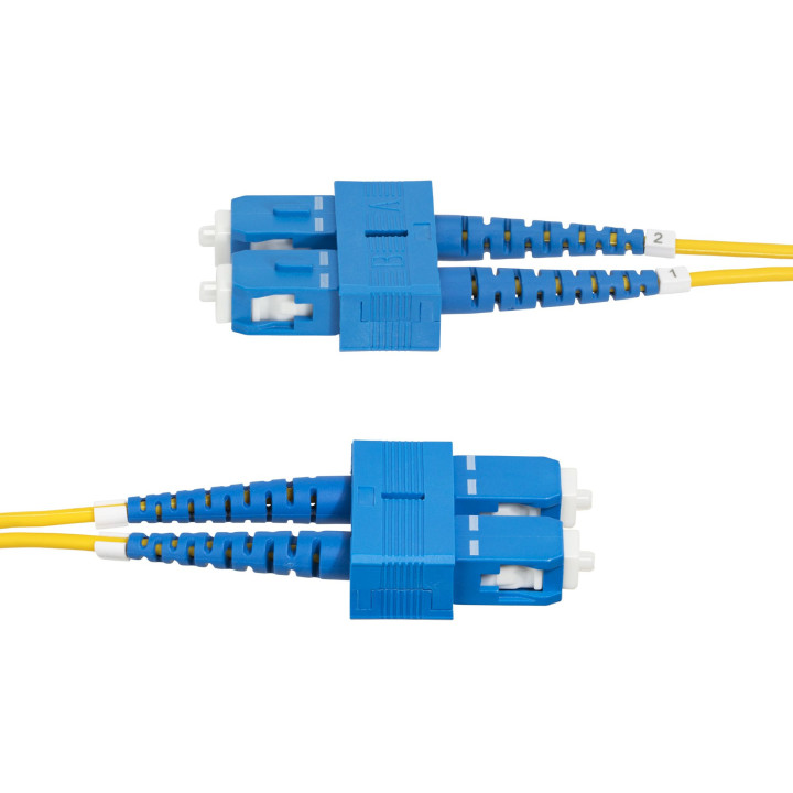 StarTech.com Câble Fibre Optique de 2m Duplex Monomode SC à SC (UPC) OS2, 9/125µm, 40G/100G, Cordon Fibre Optique, Insensibl