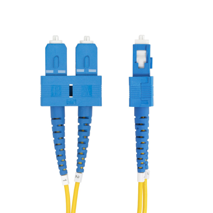 StarTech.com Câble Fibre Optique de 2m Duplex Monomode SC à SC (UPC) OS2, 9/125µm, 40G/100G, Cordon Fibre Optique, Insensibl