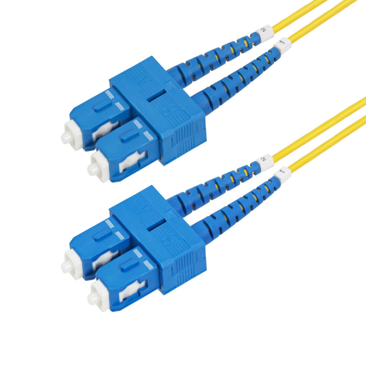 StarTech.com Câble Fibre Optique de 2m Duplex Monomode SC à SC (UPC) OS2, 9/125µm, 40G/100G, Cordon Fibre Optique, Insensibl