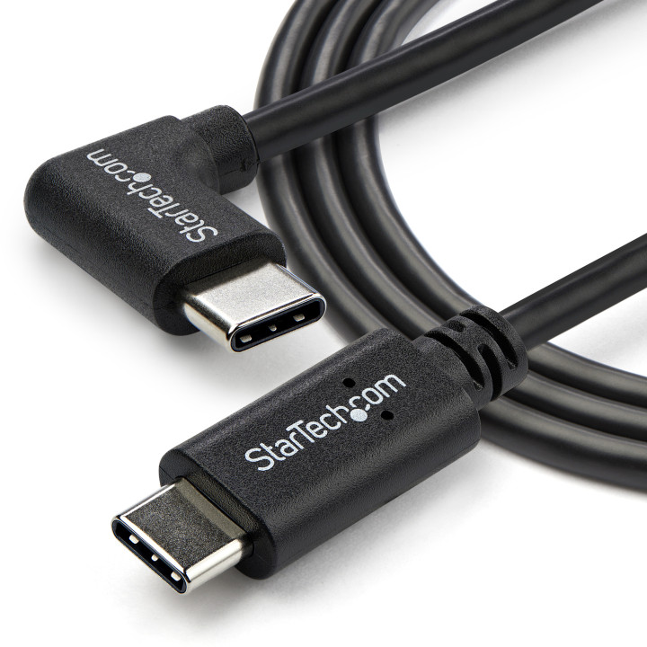 StarTech.com Câble de Charge USB-C de 1m, Coudé à Droite, Charge et Synchronisation, 60W (3A) PD, Câble de Charge USB 2.0 p