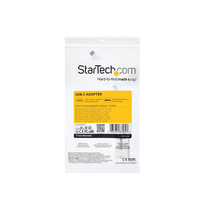 StarTech.com Adaptateur USB-C vers Mini DisplayPort - 4K 60Hz - Blanc - Adaptateur USB 3.1 Type-C vers Mini DP - La Version Mis