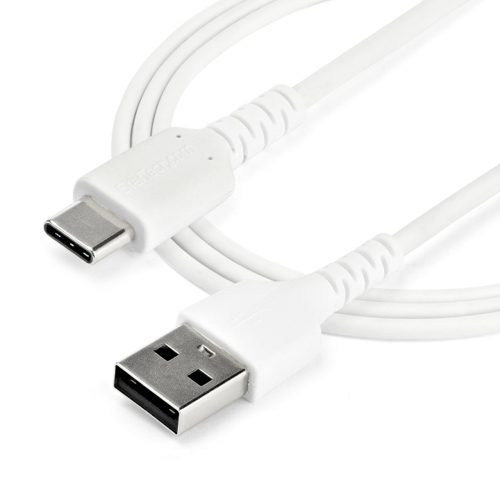 StarTech.com Câble de Charge Rapide USB-A vers USB-C de 1m, Robuste, Charge et Synchronisation, 3A, USB 2.0, Gaine TPE Blanche