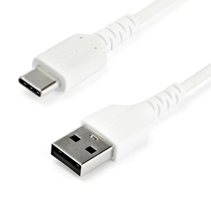 StarTech.com Câble de Charge Rapide USB-A vers USB-C de 1m, Robuste, Charge et Synchronisation, 3A, USB 2.0, Gaine TPE Blanche