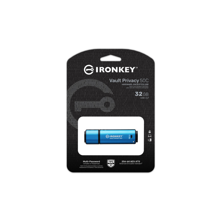 Kingston Technology IronKey 32Go USB-C Vault Privacy 50C chiffrée AES-256, FIPS 197