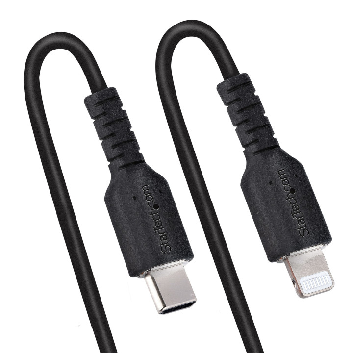 StarTech.com Câble USB-C vers Lightning de 50cm - Adaptateur USB C vers Lightning Noir Certifié Mfi, Gaine Durable en TPE - C