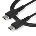 StarTech.com Câble de Charge Rapide USB-C de 1m, Robuste, Charge et Synchronisation, 60W (3A) PD, USB 2.0, Gaine TPE Noire et 