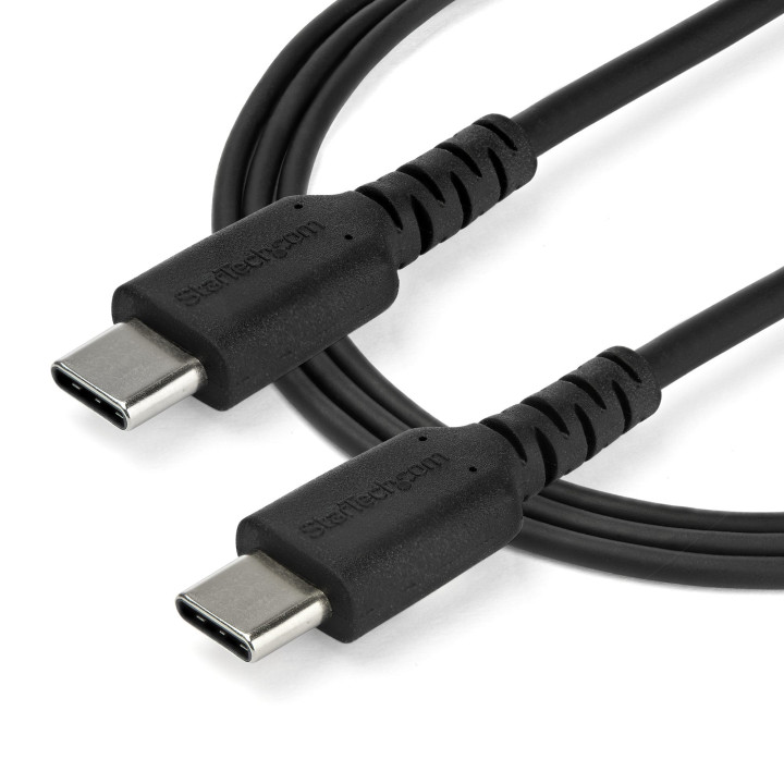 StarTech.com Câble de Charge Rapide USB-C de 1m, Robuste, Charge et Synchronisation, 60W (3A) PD, USB 2.0, Gaine TPE Noire et 