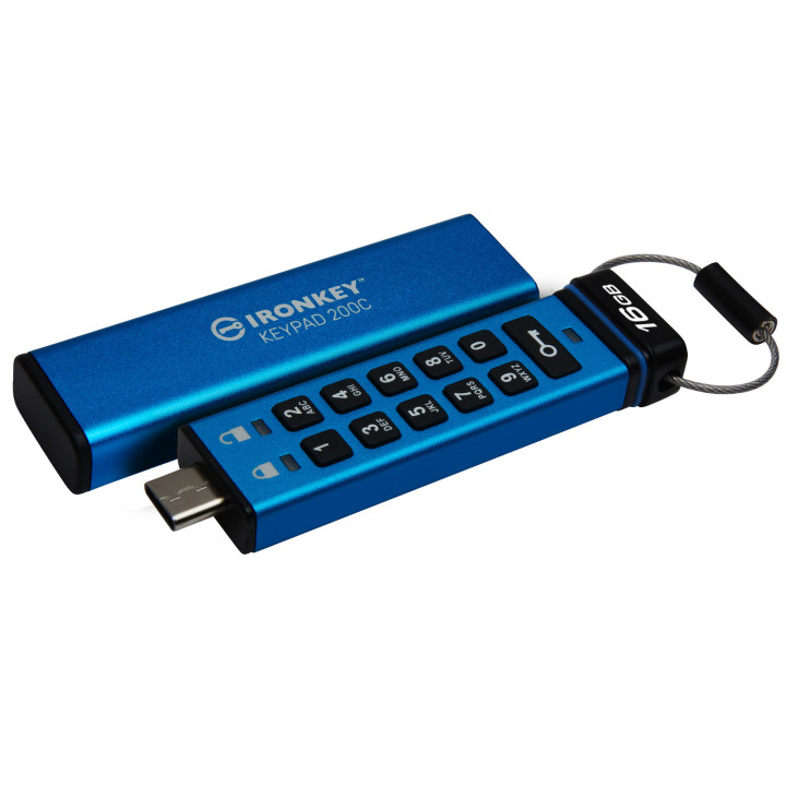 Kingston Technology IronKey Keypad 200C USB-C de 16 Go, FIPS 140-3 niveau 3 (en attente) AES-256
