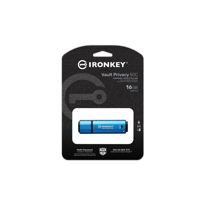 Kingston Technology IronKey 16Go USB-C Vault Privacy 50C chiffrée AES-256, FIPS 197