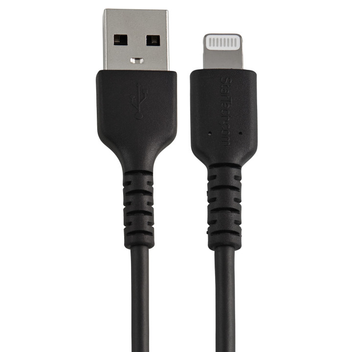 StarTech.com Câble USB-A vers Lightning Noir Robuste 30cm - Câble de Charge/Synchronisation de Type A vers Lightning en Fibre