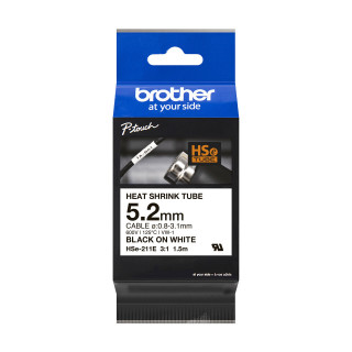 Brother HSE-211E - Gaine thermo-rétractable originale - Noir sur blanc, largeur 5,2mm