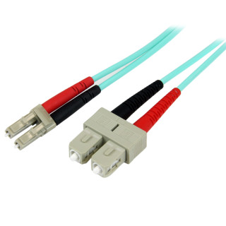 StarTech.com Câble Fibre Optique Multimode de 2m LC/UPC à SC/UPC OM3, Fibre Zipcord Full Duplex 50/125µm, Réseaux 100G, LOM