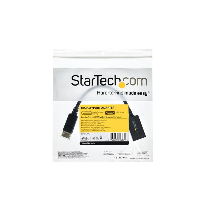 StarTech.com Adaptateur DisplayPort vers HDMI - Convertisseur Vidéo DP 1.2 vers HDMI 1080p - Câble DP vers HDMI pour Moniteur